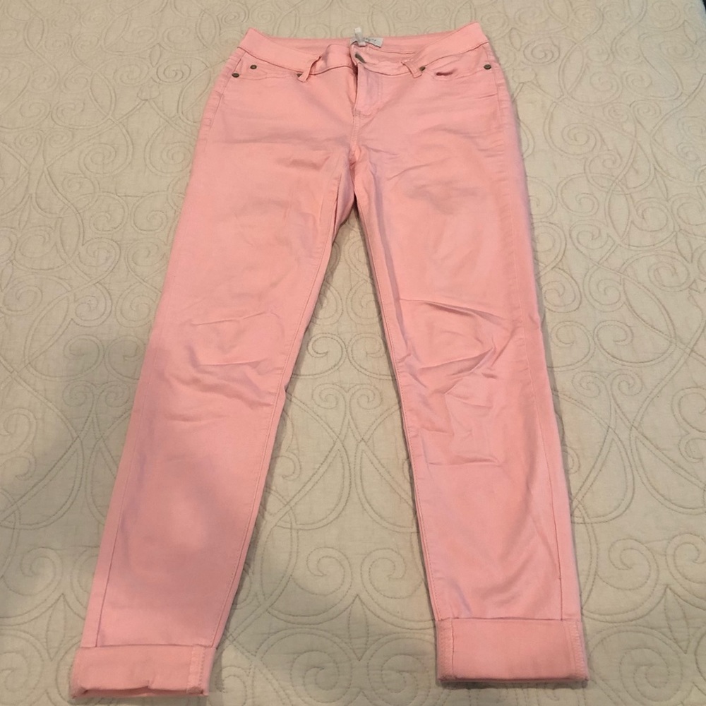 Bubblegum pink stretchy skinny jeans
